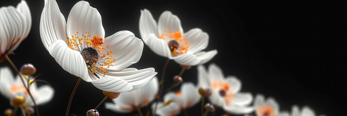 Black White Flowers Dark, Banner Image For Website, Background, Desktop Wallpaper