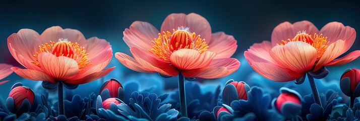 Blue Red Flower Abstract Background, Banner Image For Website, Background, Desktop Wallpaper