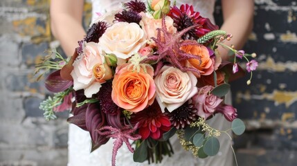 bridal bouquet, radiating beauty and elegance with its vibrant floral arrangement