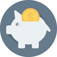 An icon of piggy bank flat vector