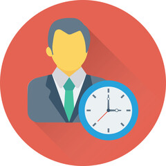 Flat round icon of timer