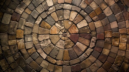 Fototapeta premium church floor different pattern , gothic cobblestone floor, top view, texture