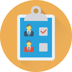 Flat round icon of shortlist 