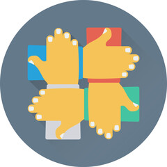 Flat round icon of collaboration 