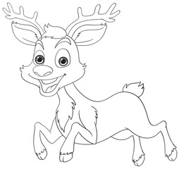 Vector illustration of a happy prancing reindeer.