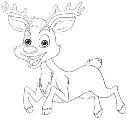 Fototapete Kinder Vector illustration of a happy prancing reindeer.