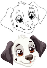 Fototapeta premium Cartoon puppy with a playful, happy expression.