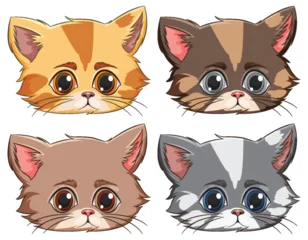 Foto auf Acrylglas Kinder Four cute vector kittens with expressive eyes