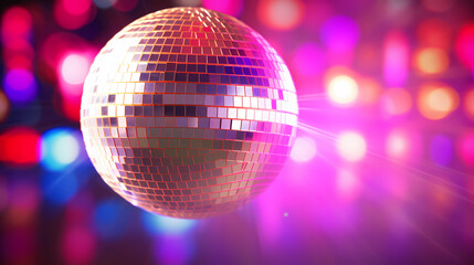 Obraz premium Disco ball illustration, multicolor music background