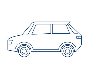 SUV　シンプルなデフォルメされた可愛い自動車のアイコン、イラスト、ピクトグラム