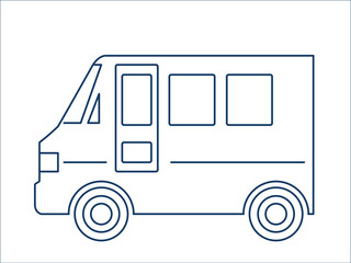 宅配便の自動車　働く車　シンプルなデフォルメされた可愛い自動車のアイコン、イラスト、ピクトグラム