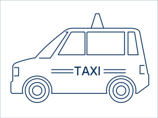タクシー　働く車　シンプルなデフォルメされた可愛い自動車のアイコン、イラスト、ピクトグラム