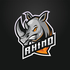 Rhino Mascot Esport Logo Design Illustration For Gaming Club
