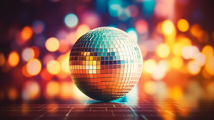 Fototapeta na wymiar Disco ball illustration, multicolor music background