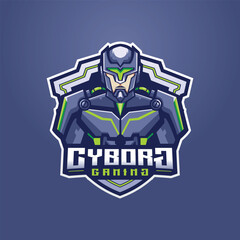 Cyborg Mascot Esport Logo Design Illustration For Gaming Club