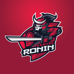 Ronin Skull Mascot Esport Logo Design Illustration For Gaming Club