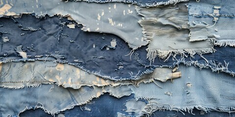 The essence of casual decay in distressed denim, faded and frayed