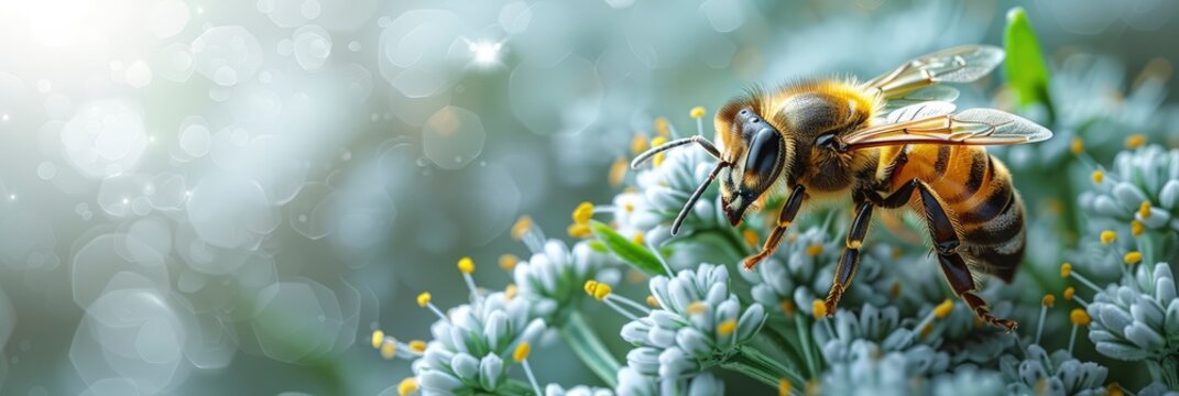 Nature Background Wasps On White Caraway, Banner Image For Website, Background, Desktop Wallpaper