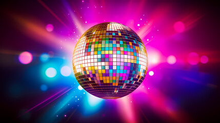 Obraz premium Disco ball illustration, multicolor music background
