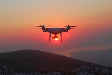 Fototapeta na wymiar drone flying in the sky professional photography