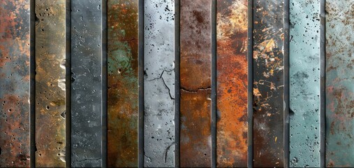 An antique metal pack vibe is evoked by tarnished silver and corroded bronze in these grunge textures
