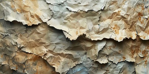 Deep creases in heavy grunge paper convey a texture of hardship and survival