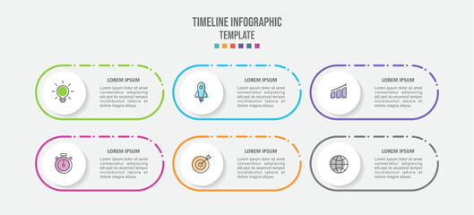 Vector Infographic label design template with icons and 6 options or steps. Can be used for process diagram, presentations, workflow layout, banner, flow chart, info graph.