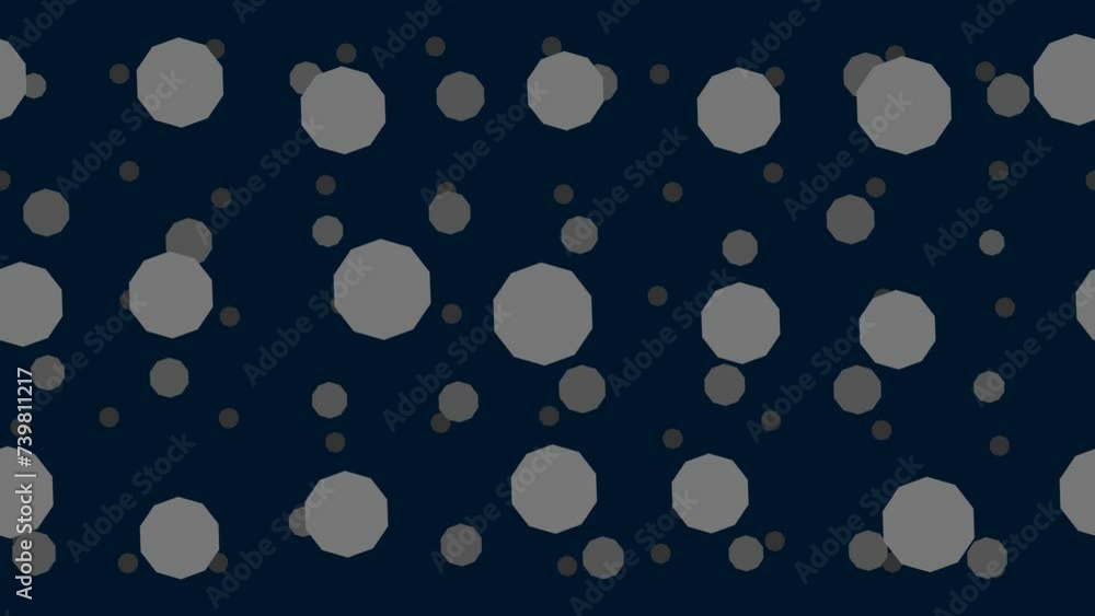 Poster decagon symbols float horizontally from left to right. parallax fly effect. floating symbols are loc