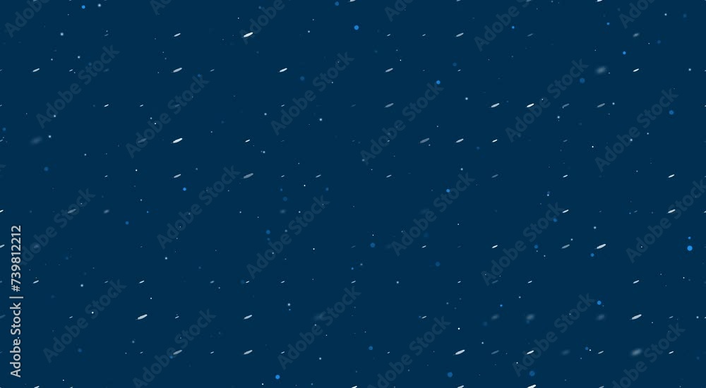 Poster template animation of evenly spaced feather symbols of different sizes and opacity. animation of tra