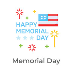 An icon happy memorial day in trendy style, remembrance day vector design
