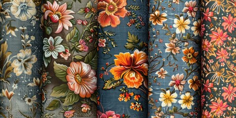 Softly worn vintage fabric, adorned with retro floral and paisley patterns