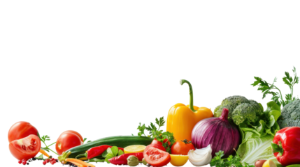 Food photography different fruits and vegetables isolated on transparent and white background.PNG image	