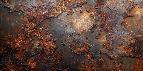Industrial age wear shown through textured oxidation on rusty metal grunge