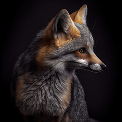 Arty Gray Fox Portrait in a Professional Studio Setting
