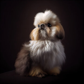 Elegant Zuchon Shih Tzu Portrait in Studio with Professional Lighting