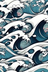 Seamless pattern japanese wave for print and textile