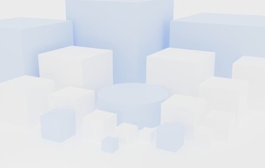 3D Asymmetric Design Abstract Empty Podium and Shape