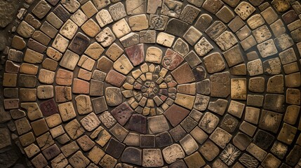Fototapeta premium church floor different pattern , gothic cobblestone floor, top view, texture