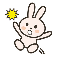びっくりして飛び跳ねるうさぎさんのイラスト