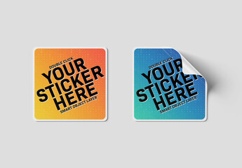 Isolated Squared Stickers Mockup