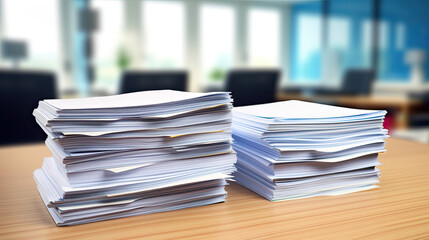 Stack of documents on the Office Desk Background