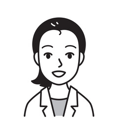 白衣を着た女性　白黒
