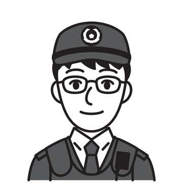 recommend clip art: 警察官の男性　白黒
                    