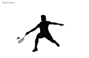 Fototapeta na wymiar male badminton player silhouette athlete playing badminton
