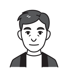 法被を着た職人の男性　白黒
