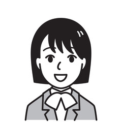 スーツの若い女性　白黒
