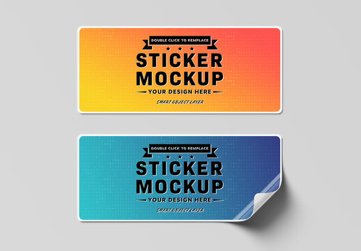 Isolated Rectangular Stickers Mockup