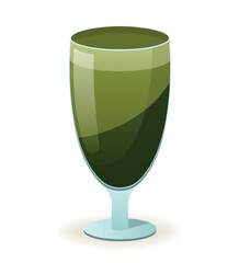 Green drink of colorful set. This artwork depicts the serene beauty of a matcha latte, infusing it with a touch of whimsy and charm inspired by nature against a white backdrop. Vector illustration.