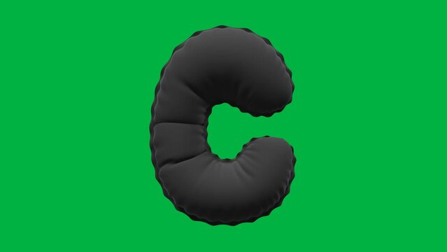 3D Balloon Letter C 4K animation in Matte Black Texture