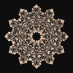 Vector Round Lace With Damask Arabesque Elements Mehndi Style Orient Traditional Ornament.Jpg 4